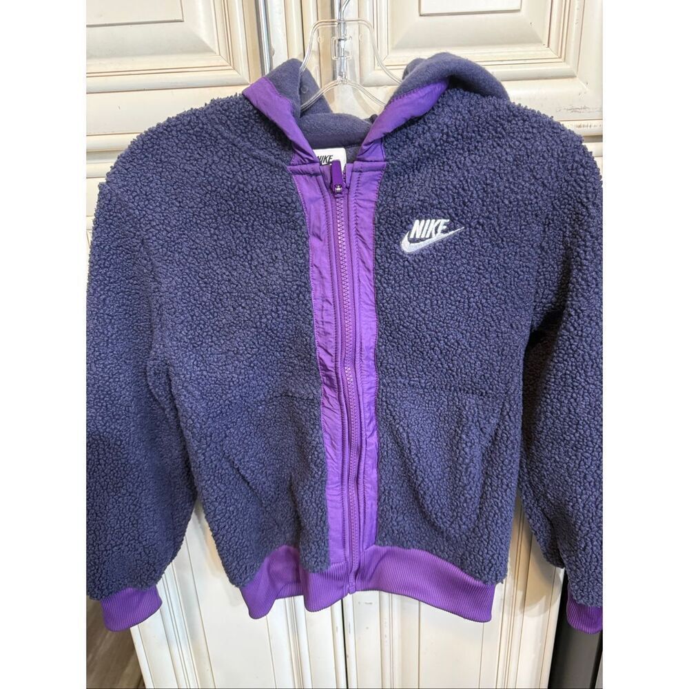Nike Girls Sportswear Club Fleece Full Zip Winterized Hoodie Jacket Purple Small